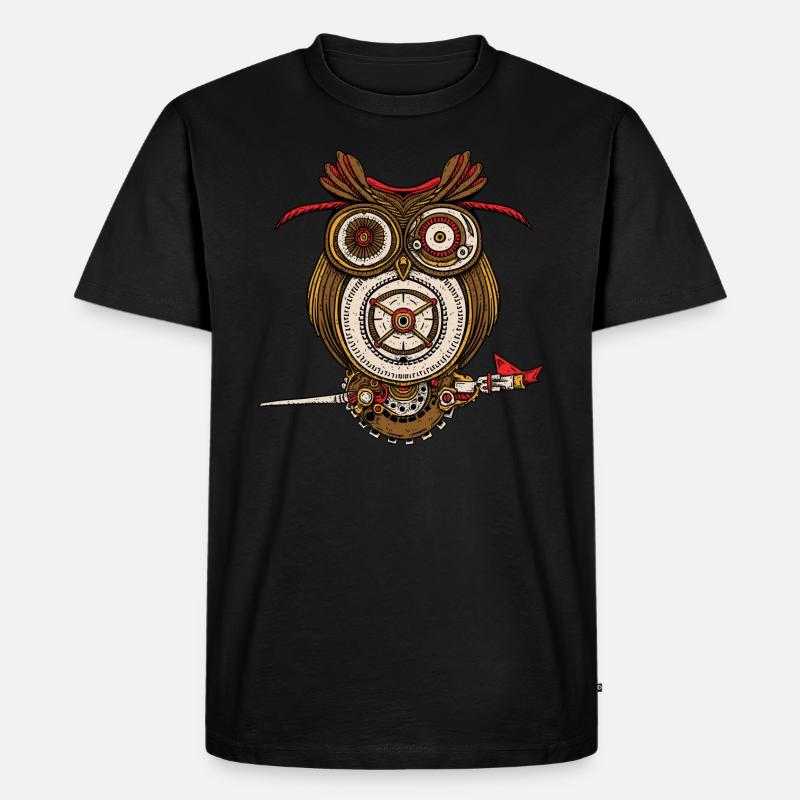 Weiser Eule - Männer Premium Bio T-Shirt - Schwarz