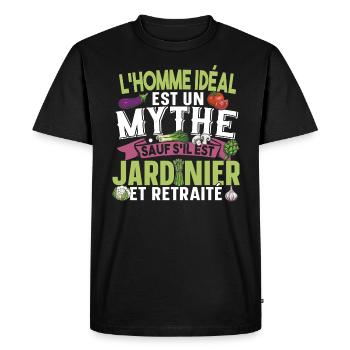 Jardinier Retraité Papy Retraite Cadeau Jardinage - T-shirt Premium bio Homme - noir - Devant - Nico (187cm)