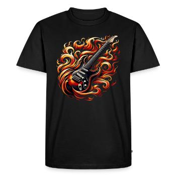 Guitare électrique avec flammes - Heavy Metal - T-shirt Premium bio Homme - noir - Devant - Nico (187cm)