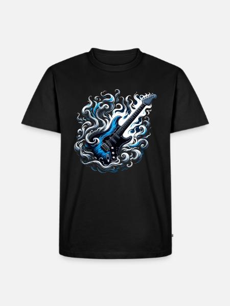 E-Gitarre mit Flammen - Männer Premium Bio T-Shirt - Schwarz