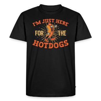 I'm Just Here For The Hot Dogs Lustiges Hot Dog - Men's Premium Organic T-Shirt - black - Front - Nico (187cm)