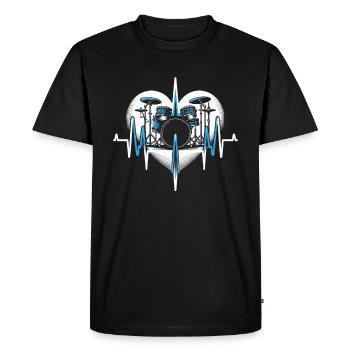 Cadeau Pour Batteur Battement De Coeur Batterie - T-shirt Premium bio Homme - noir - Devant - Nico (187cm)