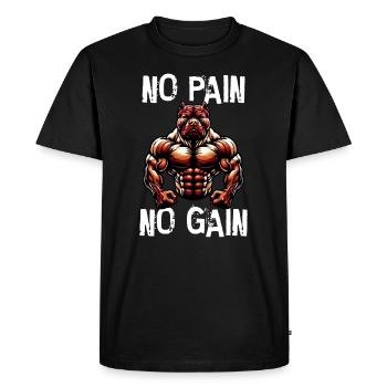 No Pain No Gain Pitbull - Men's Premium Organic T-Shirt - black - Front - Nico (187cm)