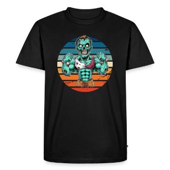 Zombie Vintage Sunset - Men's Premium Organic T-Shirt - black - Front - Nico (187cm)