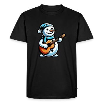 Snowman Playing Guitar - Men's Premium Organic T-Shirt - black - Front - Nico (187cm)