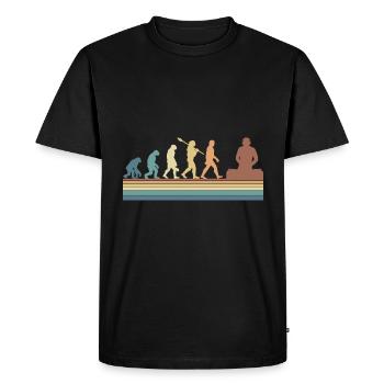 Evolution de l’homme DJ Techno Vinyl Retro Vintage - T-shirt Premium bio Homme - noir - Devant - Nico (187cm)