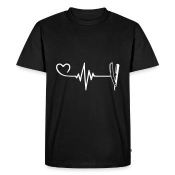 Rasage Barber Pulse Heart Love - T-shirt Premium bio Homme - noir - Devant - Nico (187cm)