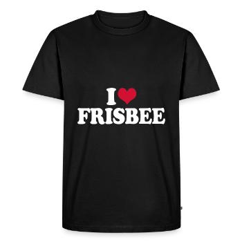 I Love Frisbee Disc Golf - Men's Premium Organic T-Shirt - black - Front - Nico (187cm)