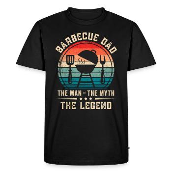 Barbecue Papa Grillades BBQ Viande Fumoir - T-shirt Premium bio Homme - noir - Devant - Nico (187cm)