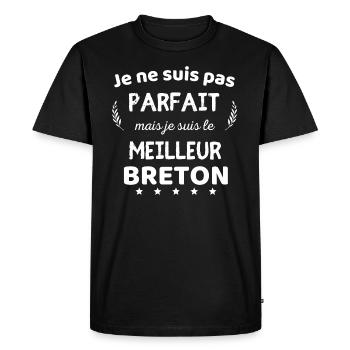 Je suis pas parfait je suis le meilleur breton - T-shirt Premium bio Homme - noir - Devant - Nico (187cm)