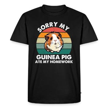 Sorry My Guinea Pig Ate My Homework - Men's Premium Organic T-Shirt - black - Front - Nico (187cm)