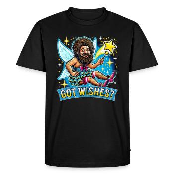 Vous avez des souhaits ? Motif amusant avec une fée (homme) et un dicton - T-shirt Premium bio Homme - noir - Devant - Nico (187cm)