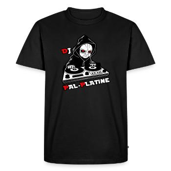 DJ PAL-PLATINE ! (cinéma, film, musique) - T-shirt Premium bio Homme - noir - Devant - Nico (187cm)
