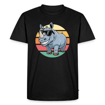 Rhinocéros frais avec lunettes de soleil Vintage Sunset - T-shirt Premium bio Homme - noir - Devant - Nico (187cm)