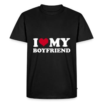 J’aime mon petit ami - T-shirt Premium bio Homme - noir - Devant - Nico (187cm)