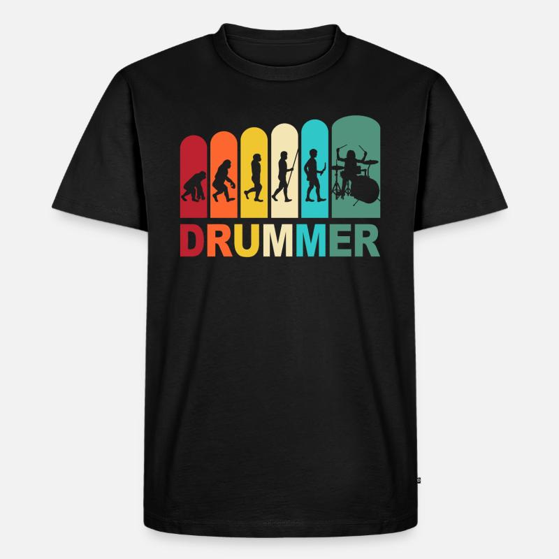 Drummer Evolution Schlagzeuger Schlagzeug Drums - Männer Premium Bio T-Shirt - Schwarz