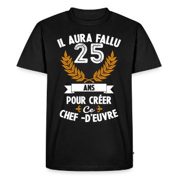 25 Ans anniversaire 25 anniversaire cadeau 25 ans - T-shirt Premium bio Homme - noir - Devant - Nico (187cm)