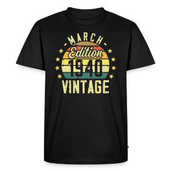 Vintage March 1940 Vintage Gift Anniversary 1940's - Men's Premium Organic T-Shirt - black - Front - Nico (187cm)