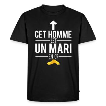 Cet homme est un mari en or cadeau mari humour - T-shirt Premium bio Homme - noir - Devant - Nico (187cm)