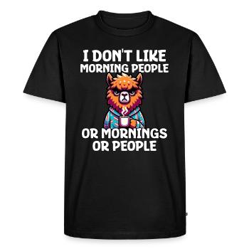 Je n’aime pas les gens du matin ou les matins ou les gens - T-shirt Premium bio Homme - noir - Devant - Nico (187cm)
