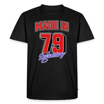 Made in 79 – Design vintage d’anniversaire légendaire - T-shirt Premium bio Homme - noir - Devant - Nico (187cm)