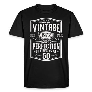 50 anniversaire 50 ans né en 1972 Cadeau - T-shirt Premium bio Homme - noir - Devant - Nico (187cm)