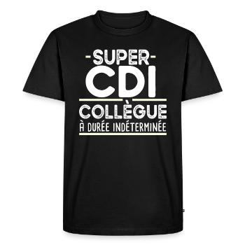 Collègue Durée Indéterminée CDI Cadeau T-shirt Mug - T-shirt Premium bio Homme - noir - Devant - Nico (187cm)
