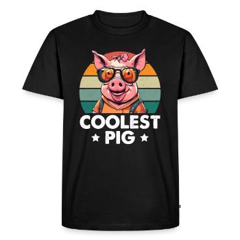 Le cochon le plus cool - T-shirt Premium bio Homme - noir - Devant - Nico (187cm)