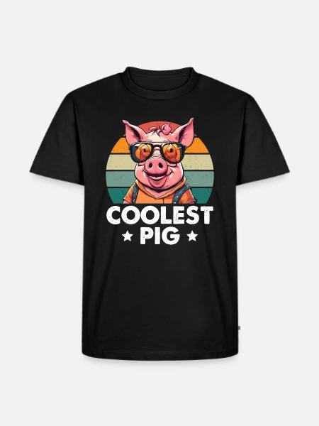 Coolest Pig - Men's Premium Organic T-Shirt - black