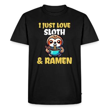 I Just Love Sloth And Ramen - Men's Premium Organic T-Shirt - black - Front - Nico (187cm)