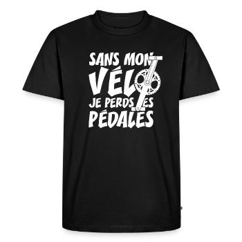 SANS MON VÉLO, JE PERDS LES PÉDALES ! - T-shirt Premium bio Homme - noir - Devant - Nico (187cm)