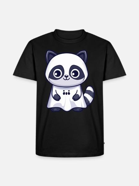 Waschbär Halloween Lustig Geist - Männer Premium Bio T-Shirt - Schwarz