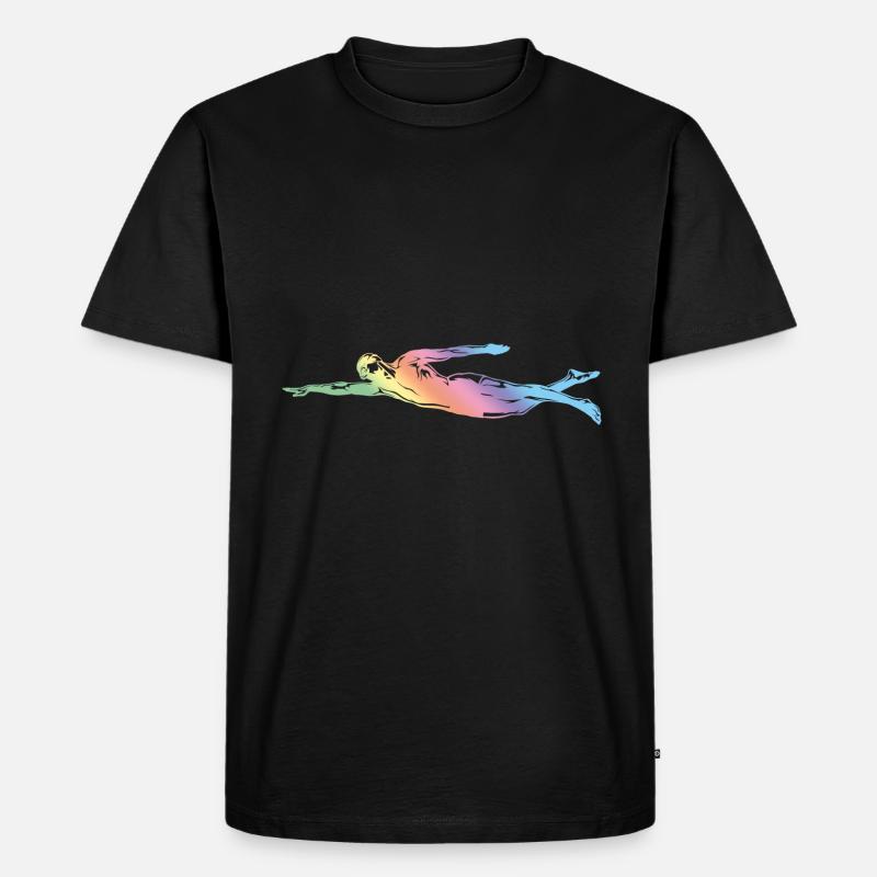 Schwimmen Silhouette - Männer Premium Bio T-Shirt - Schwarz