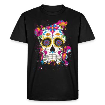 Sugar skull dia de los muertos - Men's Premium Organic T-Shirt - black - Front - Nico (187cm)
