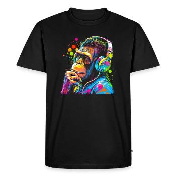 Chimpanzé avec écouteurs coloré singe DJ - T-shirt Premium bio Homme - noir - Devant - Nico (187cm)