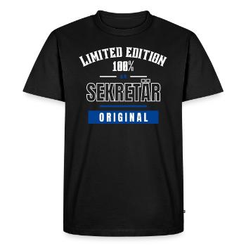 Limited Edition 100% - Secretary - Original - Men's Premium Organic T-Shirt - black - Front - Nico (187cm)