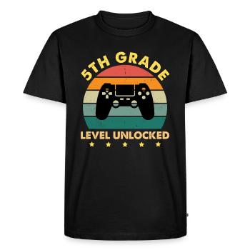Niveau 5e année Débloqué Vintage Sunset - T-shirt Premium bio Homme - noir - Devant - Nico (187cm)