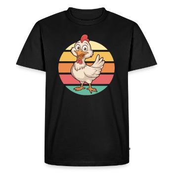 Cool Cartoon Chicken Vintage Sunset - Men's Premium Organic T-Shirt - black - Front - Nico (187cm)