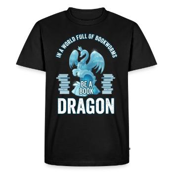 Bookworm Bookdragon Books Dragon Book Fan Reading Fan - Men's Premium Organic T-Shirt - black - Front - Nico (187cm)