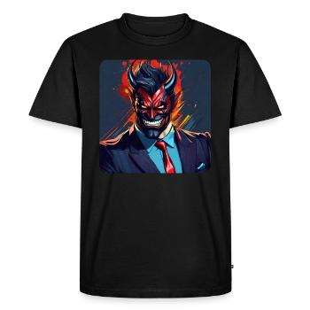 Diable élégant avec costume et cravate - T-shirt Premium bio Homme - noir - Devant - Nico (187cm)