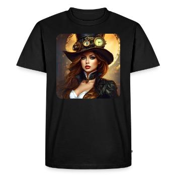 Cooles Steampunk Girl - Männer Premium Bio T-Shirt - Schwarz - Vorne - Nico (187cm)