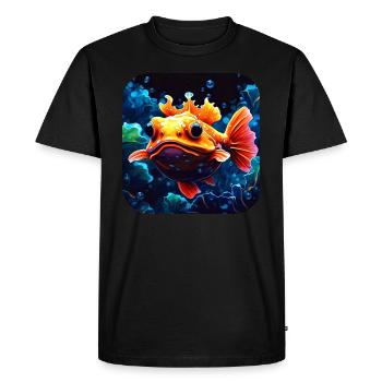 Drôle de poisson - T-shirt Premium bio Homme - noir - Devant - Nico (187cm)