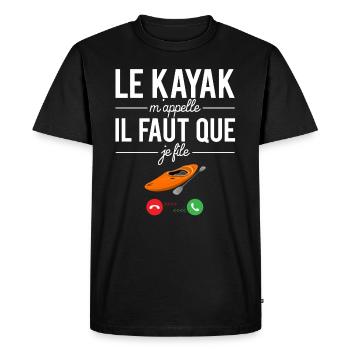 Le kayak m'appelle il faut que je file kayakiste - T-shirt Premium bio Homme - noir - Devant - Nico (187cm)
