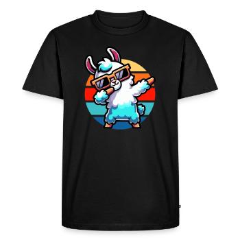 Dabbing Lama Vintage Sunset - T-shirt Premium bio Homme - noir - Devant - Nico (187cm)