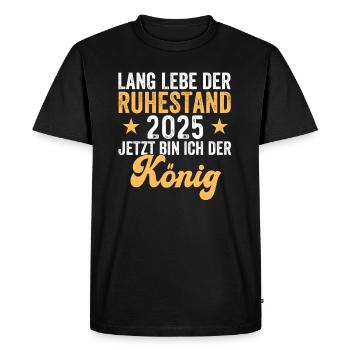 Long live retirement 2025 Now I'm king - Men's Premium Organic T-Shirt - black - Front - Nico (187cm)
