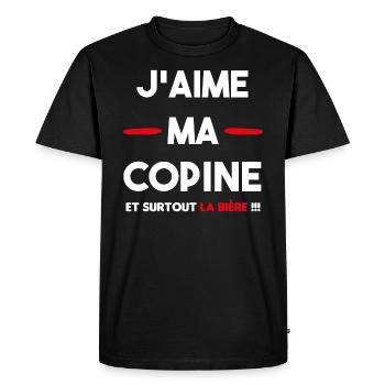 cadeau marrant amour couple bière beauf - T-shirt Premium bio Homme - noir - Devant - Nico (187cm)