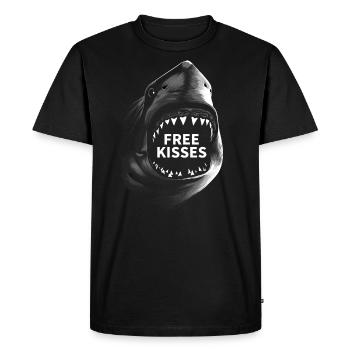 Free kisses white shark - Men's Premium Organic T-Shirt - black - Front - Nico (187cm)