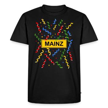 Mayence, Carnaval de Mayence, Confettis, Costume, Panneau de la ville - T-shirt Premium bio Homme - noir - Devant - Nico (187cm)