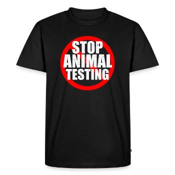 Arrêter les tests sur les animaux - T-shirt Premium bio Homme - noir - Devant - Nico (187cm)
