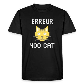 erreur 400 cat - T-shirt Premium bio Homme - noir - Devant - Nico (187cm)